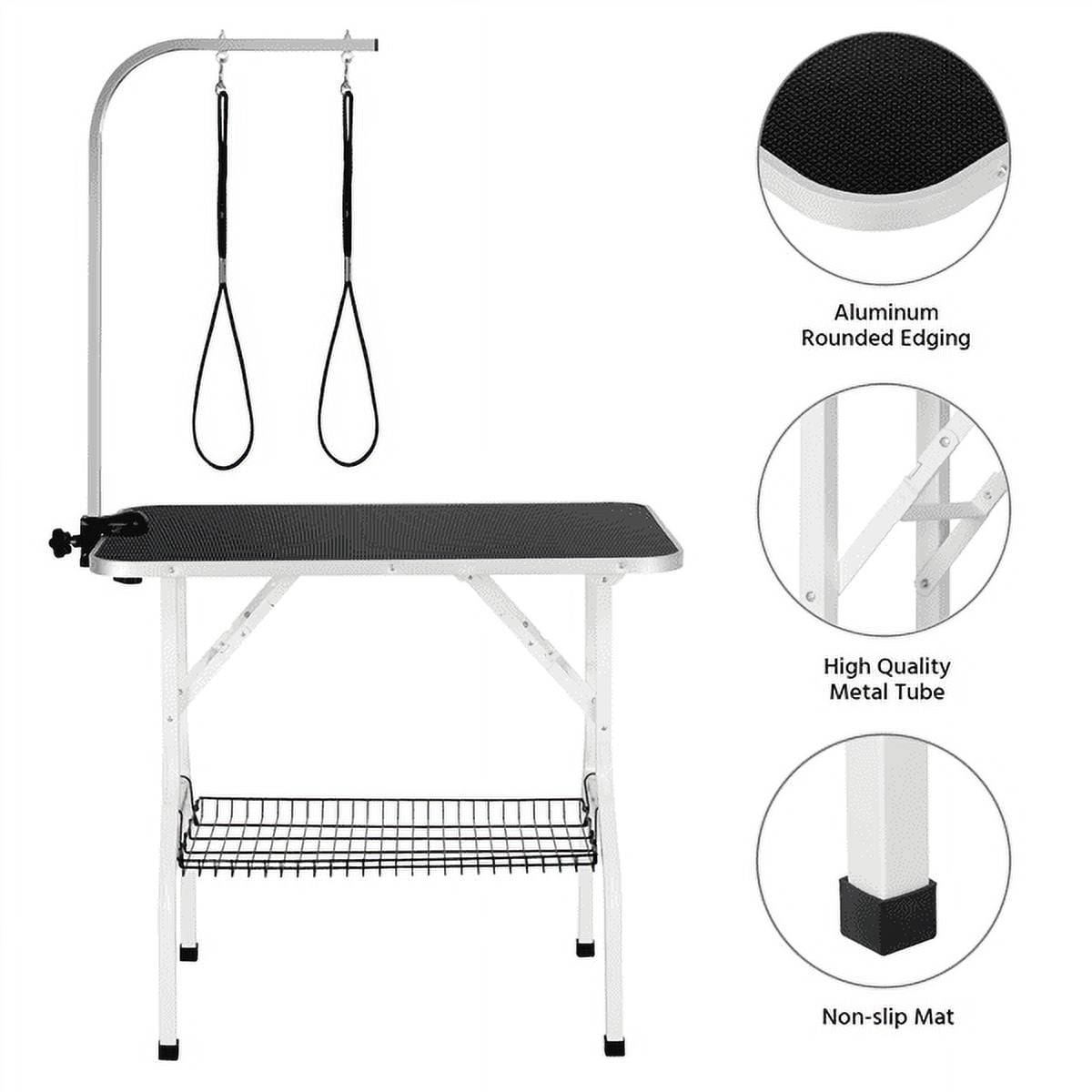 Alden Design 36"L Adjustable Foldable Pet Grooming Table, Black