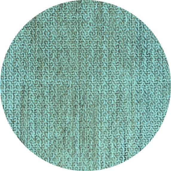Ahgly Company Indoor Round Abstract Light Blue Modern Area Rugs, 4' Round