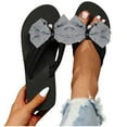 thumbnail image 2 of Utoimkio Flip Flops for Women Wide Width Women's Shoes Casual Open Toe Wedge Heel Slippers Bowknot Beach Sandals, 2 of 8