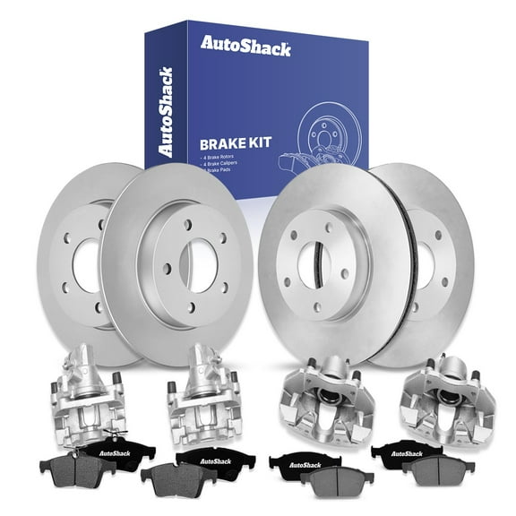 AutoShack Front & Rear Brake Rotors, Ceramic Pads & Calipers for Mazda, 3 2005-2006, 2008-2009 3 Sport 2009, FWD L4 2.0L
