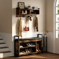 DWVO Coat Rack Shoe Bench Set, Wall Coat Rack with Shoe Storage