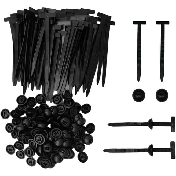 100Pcs Automotive Nylon Cable Tie Fastener Kit – Universal Car Zip Tie Buckle Clips for Bumper, Fender, Door Panel, Trim & Engine Splash Shield Retainer, Heavy-Duty Snap Fit Design