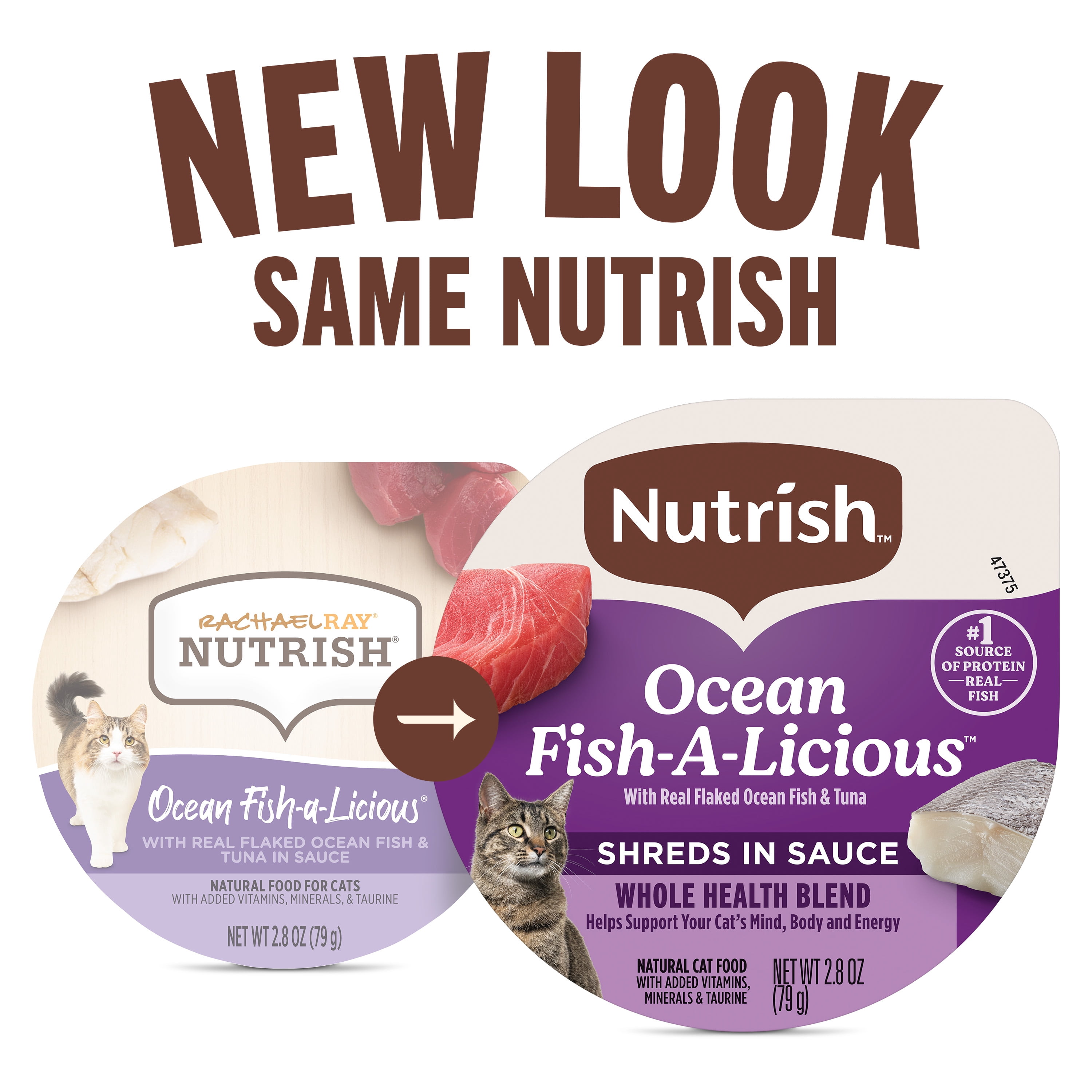 (12 pack) Rachael Ray Nutrish Natural Wet Cat Food, Grain Free, Ocean Fish-a-Licious, 2.8 oz Tub