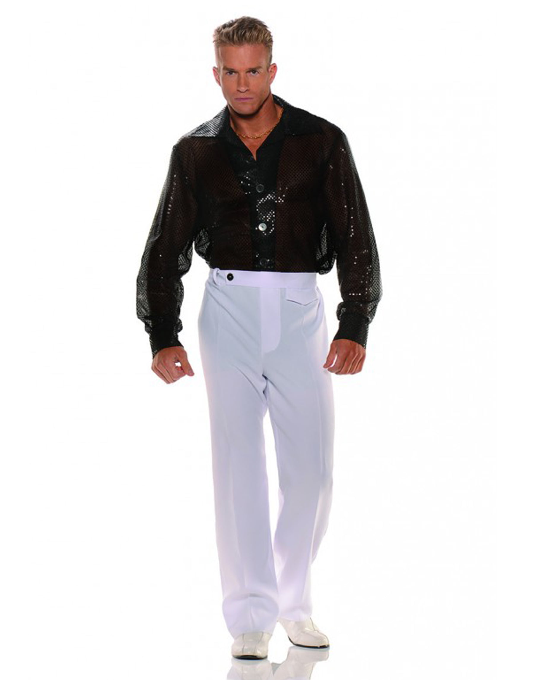 Underwraps - Black Sequin Shirt 70S Disco Fever Adult Mens Halloween ...
