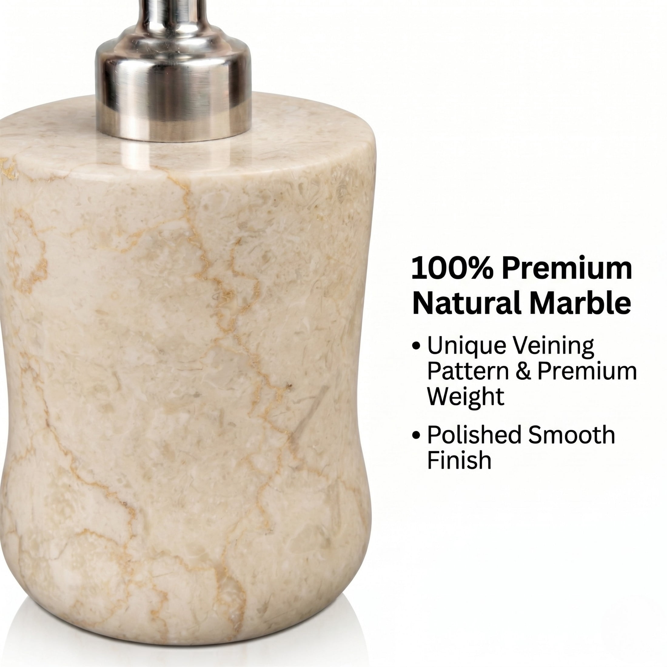 Creative Home Curvy Collection Polished Finish Champagne Marble 8 oz Freestanding Soap Dispenser
