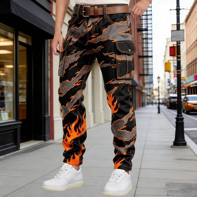 Pantalons Cargo pour Usage Quotidien Décontracté avec Construction Durable et Design Imprimé Accrocheur pour Activités Extérieures