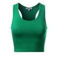 thumbnail image 3 of MixMatchy Women's Cotton Basic Sleeveless Racerback Sports Crop Tank Top, 3 of 4