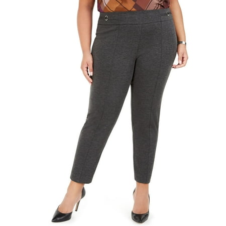 Nine West Women's Pants Plus Pull on Knit Ponte Stretch Gray Size 1X