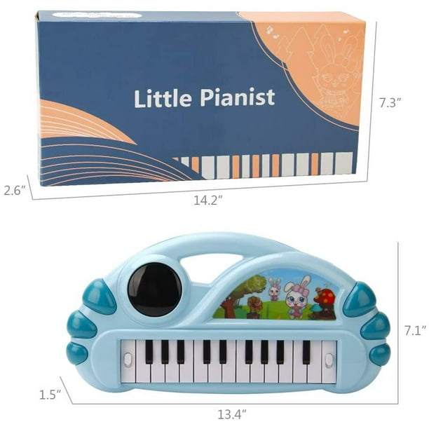 Mini Piano Toy avec Microphone 32 Touches Bleu Grand Piano Jouet