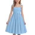 thumbnail image 5 of OGLCCG Girls Summer Dress Spaghetti Strap Ruched Flowy Beach Boho Midi Dresses Casual Teen Girl Elegant Smocked Cami Sundress 4-15 Years, 5 of 8