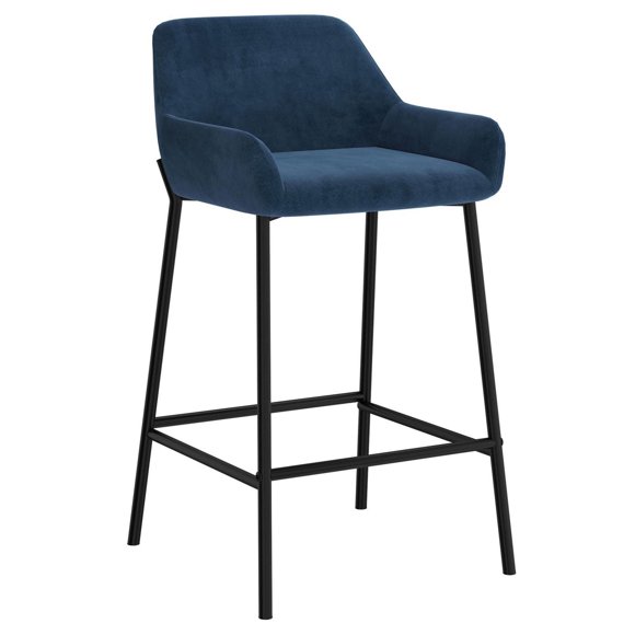 Set of 2 Modern Velvet 26" Counter Stool
