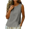 thumbnail image 6 of Kojanyu Women's Cotton Linen Sleeveless Crewneck Tank Top Casual Loose Fit Summer Blouse, 6 of 7
