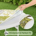 thumbnail image 5 of Green and Blue Pioneer Flower Pattern Round Fitted Tablecloth with Elastic Edge,Dining Table Cover Waterproof,Outdoor Round Tablecloth for Camping,Dining,Indoor and Outdoor, 5 of 7