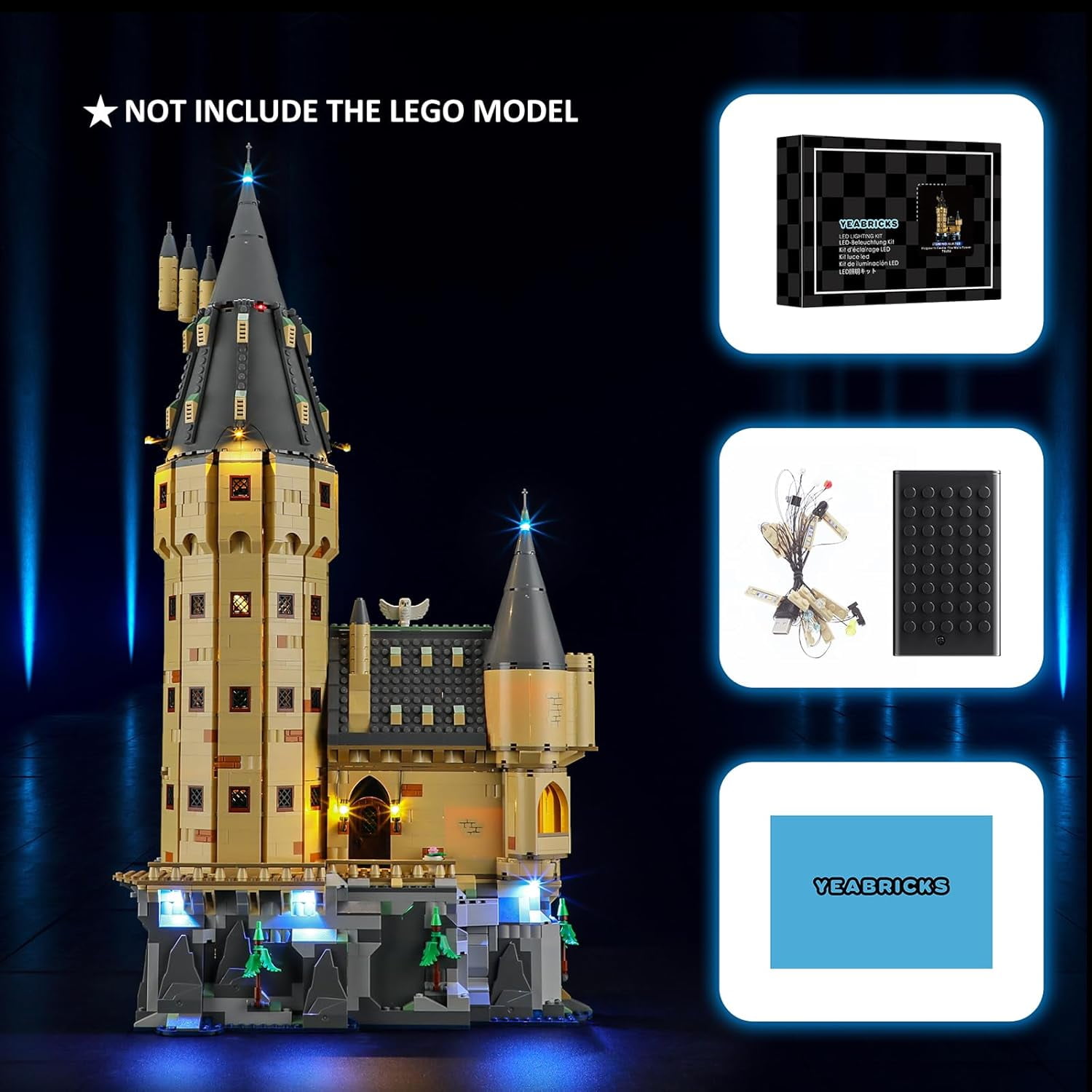 LED Light for Lego-76454 Harry Potter Hogwarts™ Castle: The Main Tower Building Blocks Model (Building Set NOT Included)