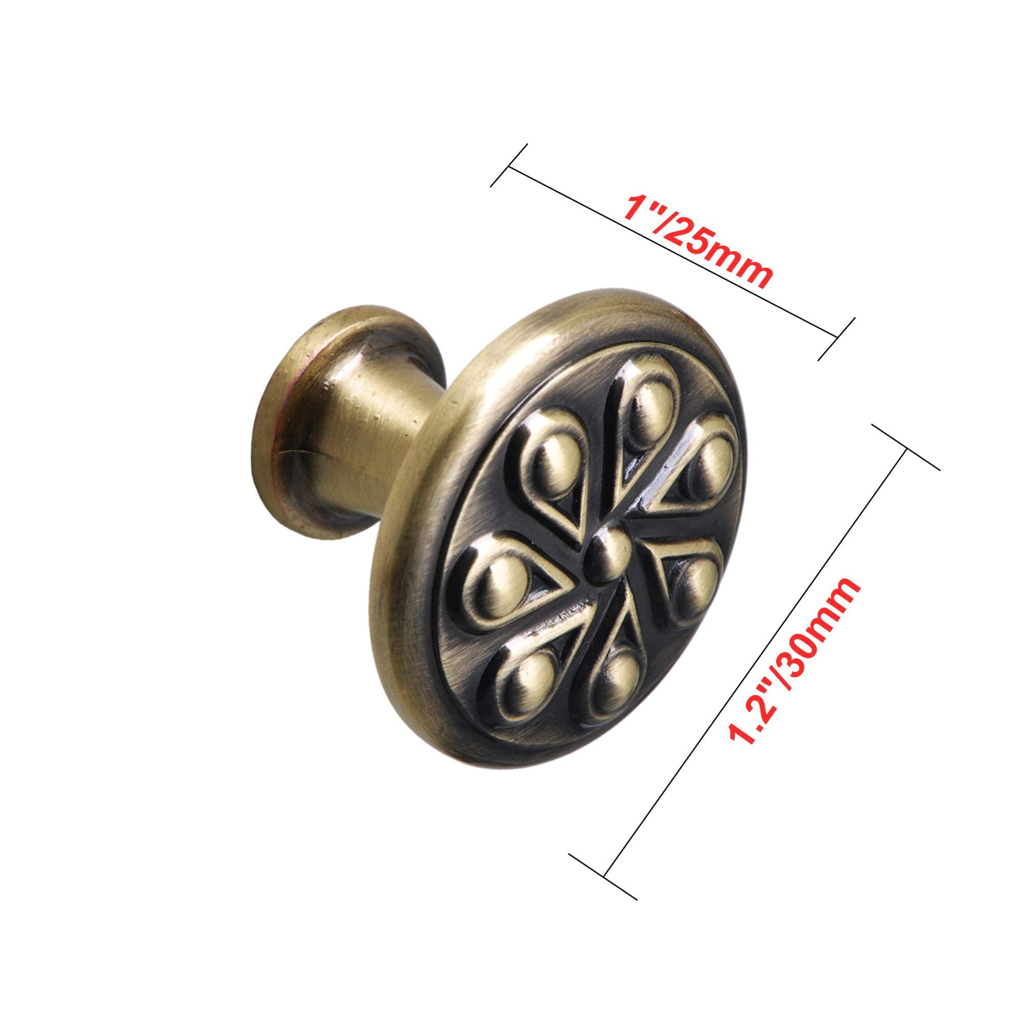 Utopia Alley 25pcs Ceil Cabinet Ring Pull Knob - Decorative Cabinet Drop Pull Knobs for Cabinets and Drawers - Vintage Cabinet Hardware with Hand Finished Antique Brass - Metal Drawer Pull Knobs 1.2"