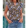 thumbnail image 3 of BTFBM Womens Tops Dressy Casual Spring Summer Shirts Boho Floral V Neck Ruffle Cap Sleeve Business Work Blouses, 3 of 9
