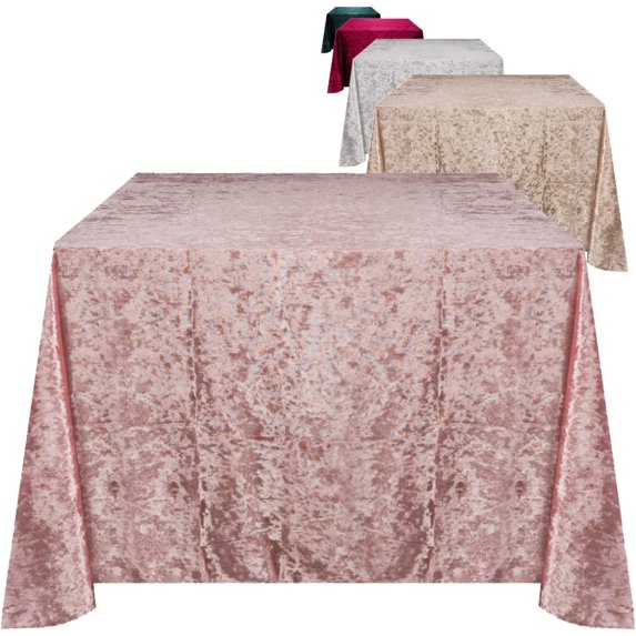 Elegant Square Table Cloth 90 Inch, Made With Fine Crushed-Velvet Material, Beautiful Blush - Pink Square Tablecloth With Durable Seams, Table Cover Great for Weddings, Parties, Birthdays & Events