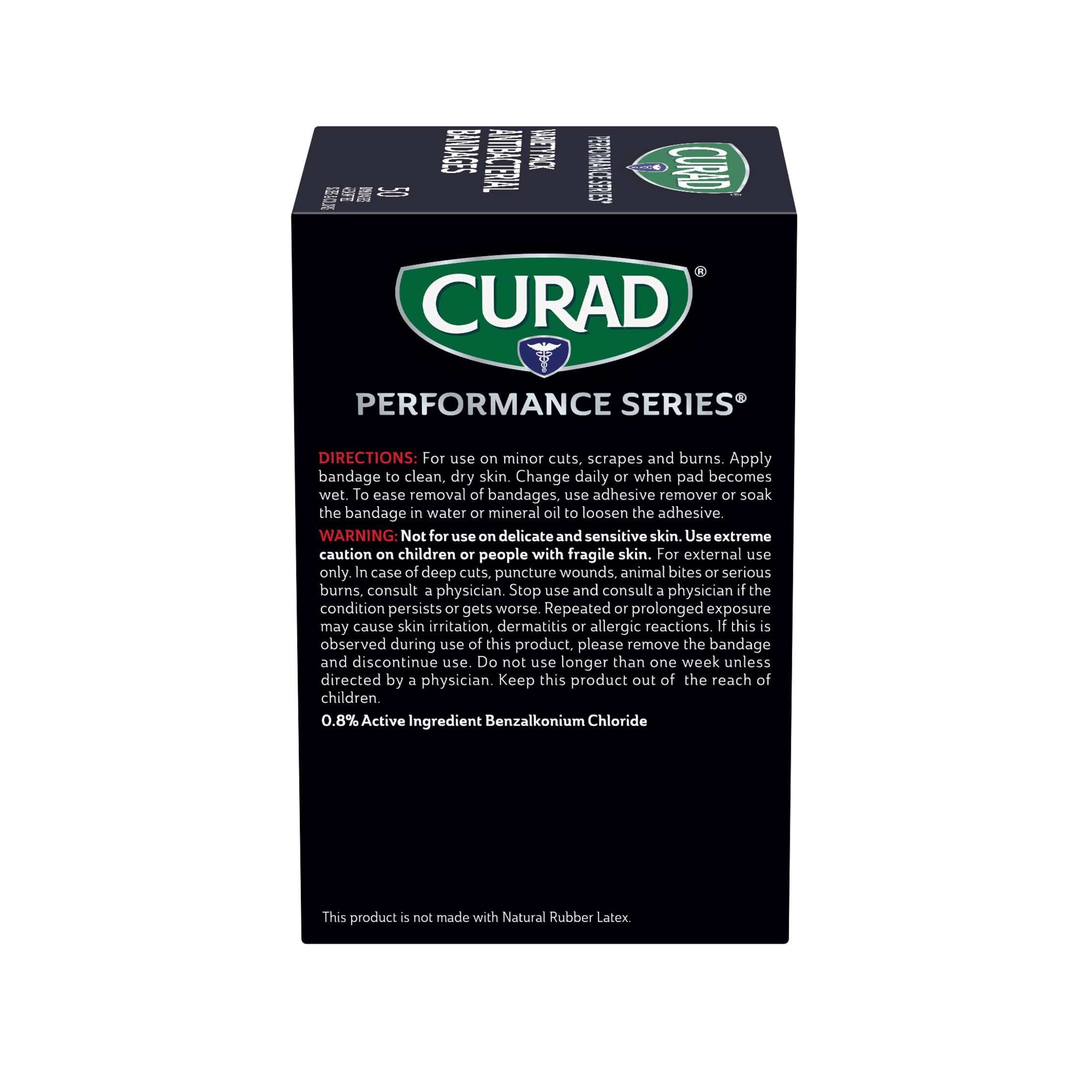 (3 pack) CURAD® Performance Series® Antibacterial Flexible Fabric Bandages, Finger and Knuckle Variety Pack, 50 Count