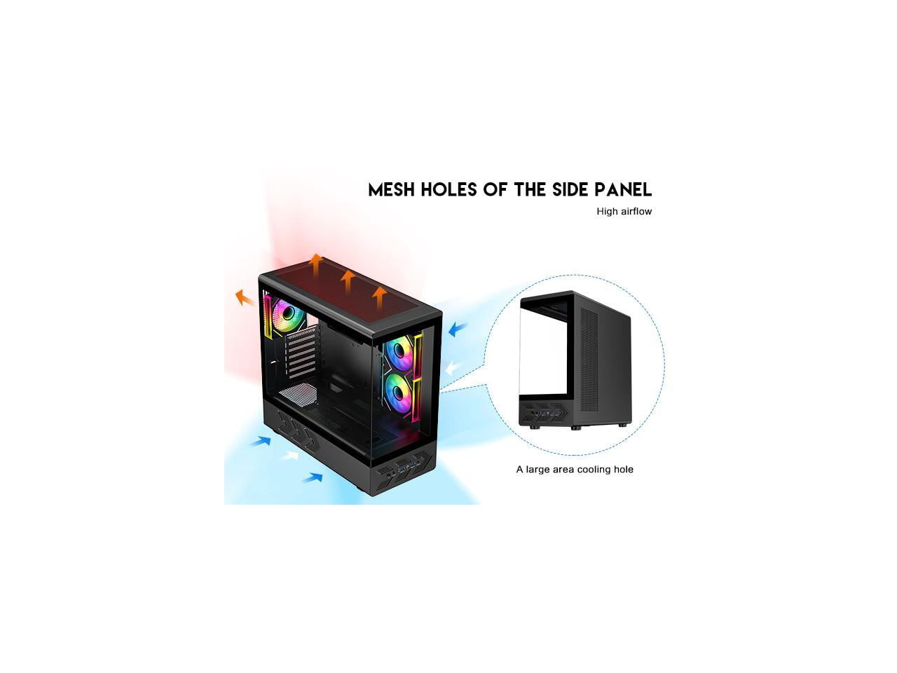 DIYPC IDX1-BK-ARGB Black USB3.0/ Type C Tempered Glass ATX Gaming Computer Case w/ Dual Tempered Glass Panel and 3 x ARGB PWM Fans (Pre-Installed)