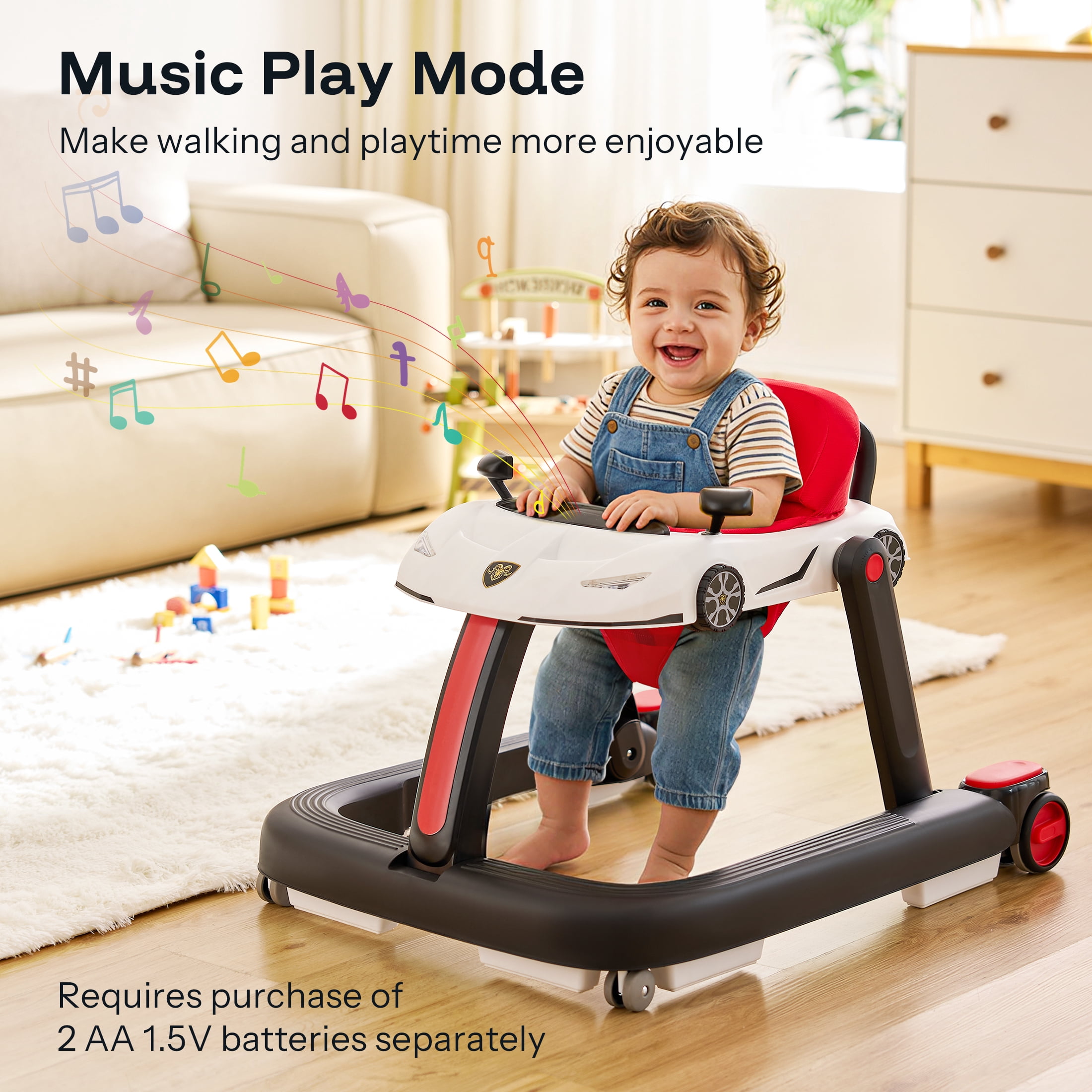 HARPPA Baby Walker for Babies 6-18 Months, Foldable Activity Push Walker, Red