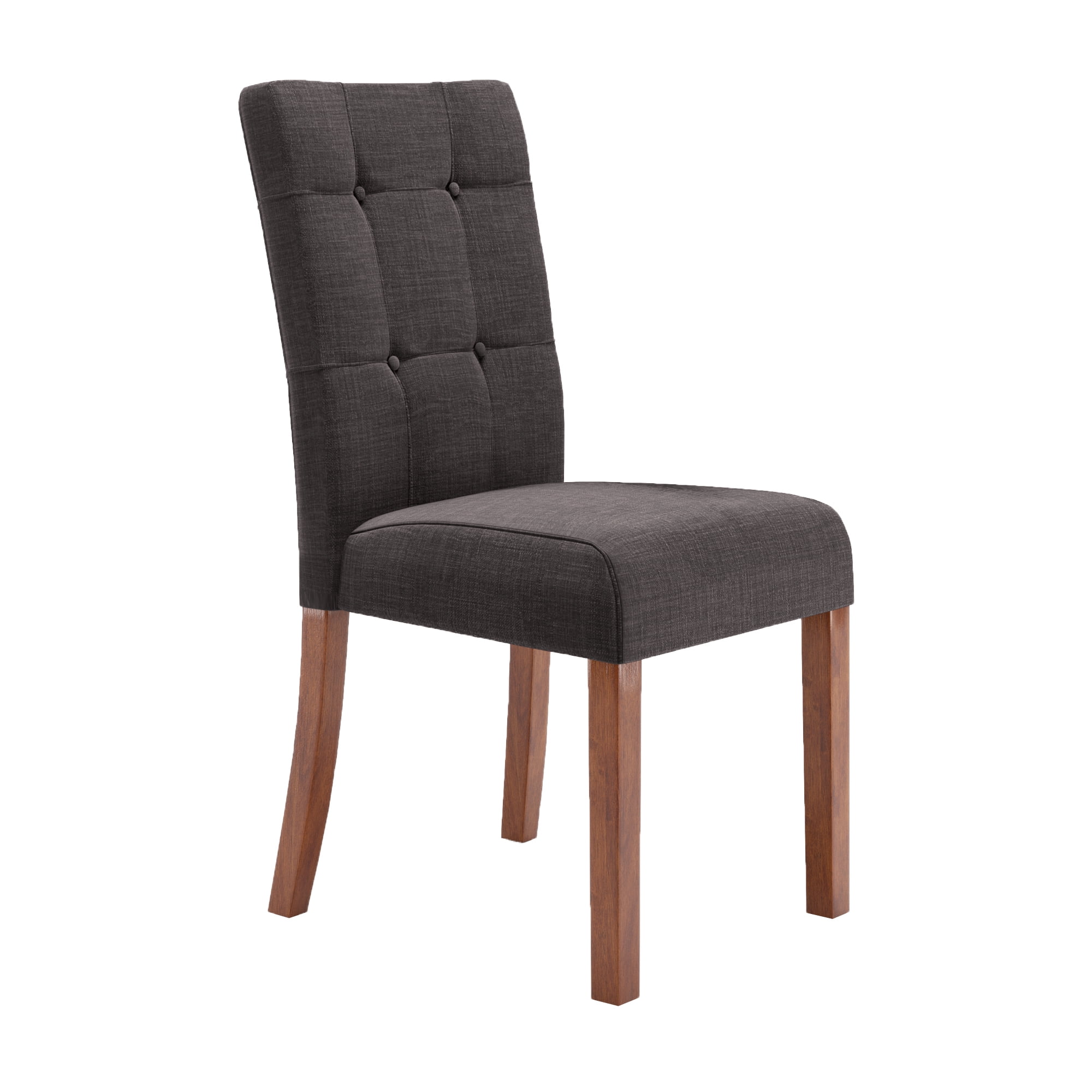 Chelsea Lane Upholstered Cherry Finish Dining Side Chair, Set of 2, Dark Gray