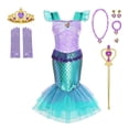 thumbnail image 3 of Disfraz de la Sirenita Ariel para niña, conjunto de vestido de sirena, ropa de Halloween, 3 of 5