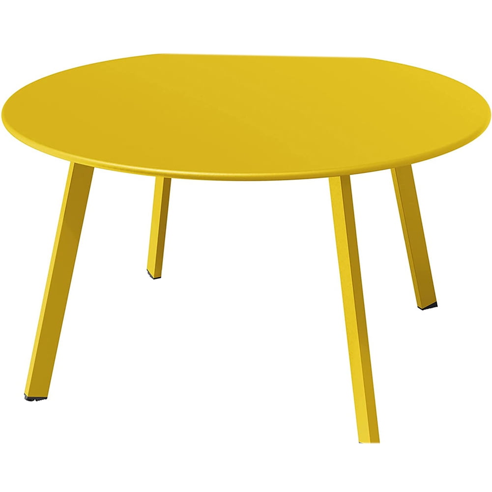 Kadyn Round Coffee Table, Patio Side Table for Garden, Tea Table for Balcony, Yellow