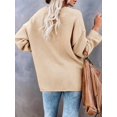 thumbnail image 4 of Women'S Oversized Sweaters Batwing Long Sleeve Loose V Neck Button Henley Tops Pullover Knit Jumper Apricot L, 4 of 6
