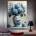 thumbnail image 3 of Mudket Blue Hydrangeas in Chinoiserie Vase Canvas Wall Art, Framed Ready to Hang, Vintage Floral Wall Decor for Living Room Bedroom Kitchen, Farmhouse Botanical Artwork - 12"L x 8"W, 3 of 10