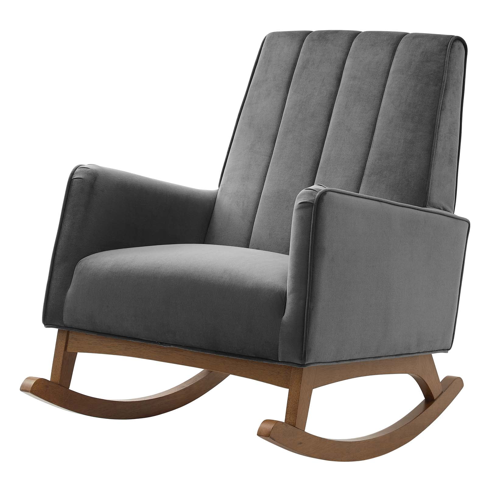 Accent Rocking Chair Armchair, Velvet, Grey Gray, Modern Contemporary ...