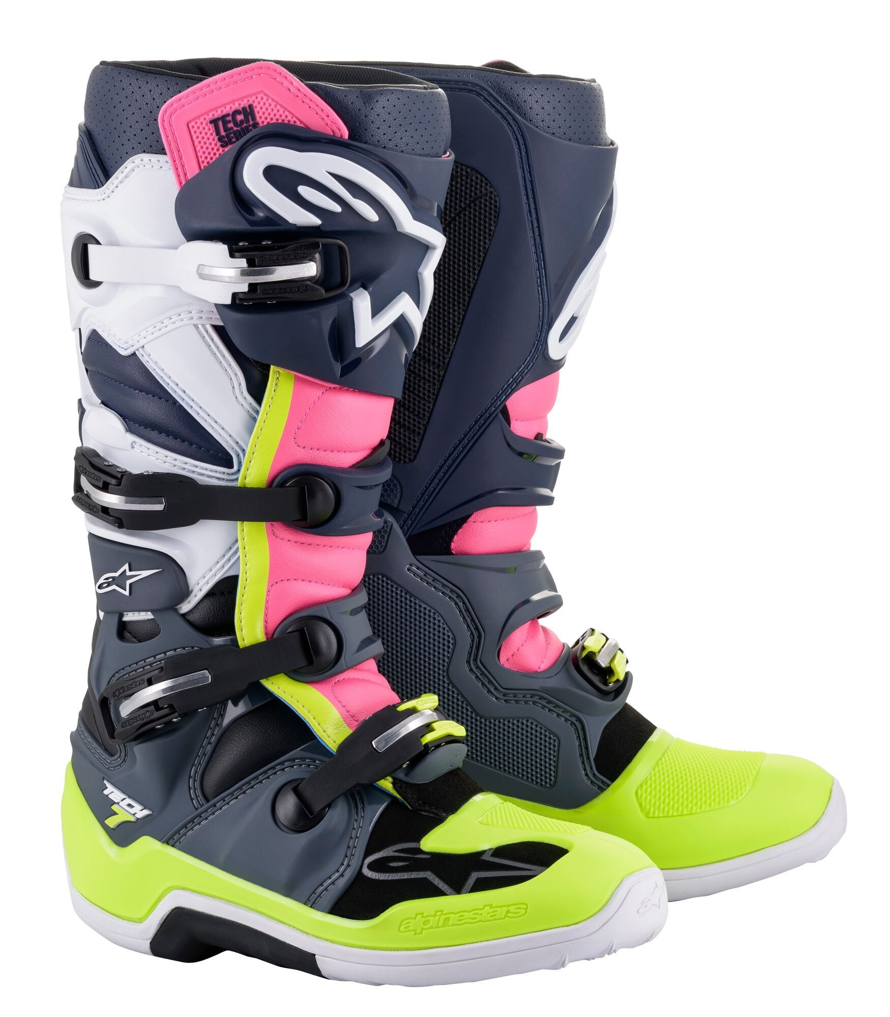 Alpinestars Tech 7 Boots Dark Gray/Dark Blue/Pink / 9