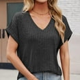 thumbnail image 4 of WCMZJ Women Tops Summer Sweaters Short Sleeve V Neck Shirts 2025 Spring Fashion Dressy Casual Business Tunic Blouses Black 2XL, 4 of 9