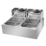 Winado 12.7QT Commercial Stainless Steel Deep Fryer Machine Double Two Tank Design Restaurant