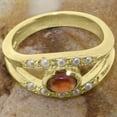 thumbnail image 5 of LBG British Made 9k Yellow Gold ring with Natural Garnet & Cultured Pearl Womens Band Ring - 33 size options - Size 11.25, 5 of 7