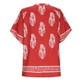 thumbnail image 4 of Antqov 3/4 Length Sleeve Womens Tops, Fashion Print V Neck Bohemian Shirt Relaxed Fitting Top, Daily Trendy Vintage Comfy Loose Summer Beach Blouses, 4 of 5