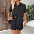 thumbnail image 2 of DDAPJ pyju Summer Outfits for Women Linen Button Down Shirts and Shorts Sets Hawaiian Beach Vacation Set Resort Wear 2025 Ofertas por tiempo limitado Black S, 2 of 7