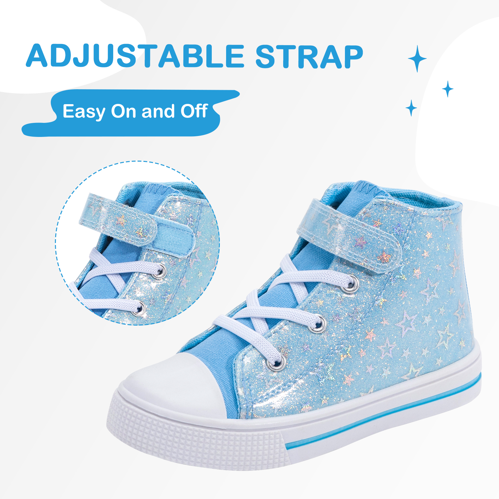 Kids High-Top Canvas Sneakers with Hook-and-Loop Straps photo 2