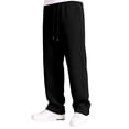 thumbnail image 2 of Muxikeji Clothes Mens Split Hem Back Pocket Casual Long Pants Comfort Loose Fit Breathable Daily Streetwear Trousers, 2 of 9