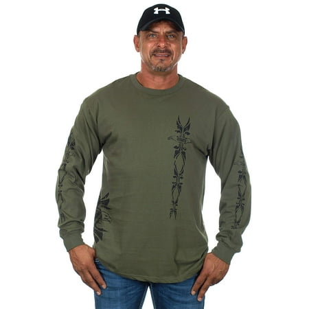 Graphic Designs Shirts JH Design Group Mens Graphic Print Tribal Freedom Eagle Design Long Sleeve T-Shirt ()