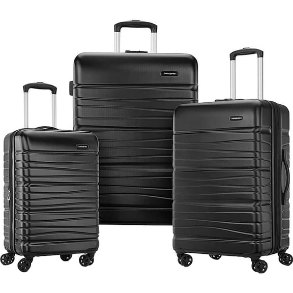 Open Box Samsonite Evolve SE Hardside Expandable Luggage with Double Spinner Wheels, Bass Black, 3-Piece Set (20"/24"/28")