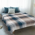 thumbnail image 4 of Blue Brown Plaid Blanket Soft Cozy Warm Throw Blanket for Couch, Plush Fuzzy Flannel Fleece Blankets for Sofa, Modern Abstract Striped Gingham Checked Bed Blankets Lightweight Gifts for Men, 40"x60", 4 of 9