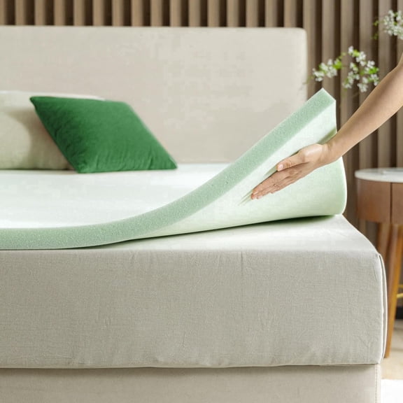 Zinus Green Tea Memory Foam Mattress Topper, 2 inch, Pressure-Relieving, Back Pain Relief, Queen