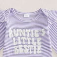 thumbnail image 4 of TOWED22 Newborn Baby Girl Fall Winter Clothing 3pc Sets Outfits Long Sleeve Round Neck Print Bodysuit Romper + Pants Headband Jumpsuit Set(Purple,3-6 M), 4 of 7