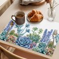 thumbnail image 3 of Retro Plant Placemats Set of 4, Vintage Country Watercolor Green Blue Leaf Plant Non-Slip Place Mats Washable Table Mats for Kitchen Dining Table Decorations Indoor/Outdoor, 3 of 9