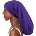 thumbnail image 1 of Gorros de dormir con forro de satén para trenzas, morados, rastas, cabello rizado natural, ajustables, 1 of 4