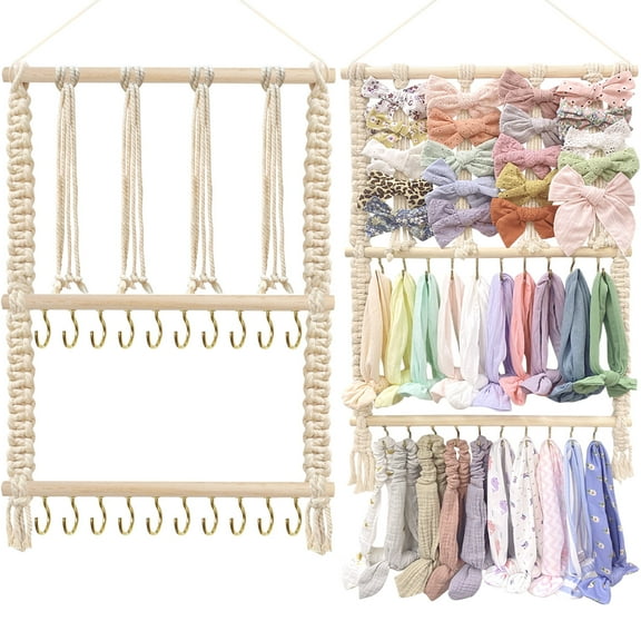 Headband Holder Hair Bows Organizer for Girls Hanging Scrunchie Holder Hair Accessories Display Stand Organizer Wall Decor for Toddler Girls Woman Room