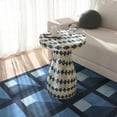 thumbnail image 2 of Halio Cream & Blue Checkered Shell Side Table, 2 of 6