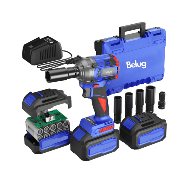 Llave De Impacto Inalámbrico Profesional 800nm 2 Baterías Belug Azul