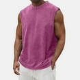 thumbnail image 2 of ADSSDQ Mens Cotton Sleeveless Tank Tops Cut Off Muscle Gym T Shirts Running Beach Loose Fit Tees Basic Workout Tops Hot Pink 3XL, 2 of 5