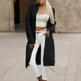 thumbnail image 2 of Womens Long Sleeve Cardigan with Pockets Long Length Open Front Sweater Casual Solid Color Loose Knit Coats (Black 2XL), 2 of 6